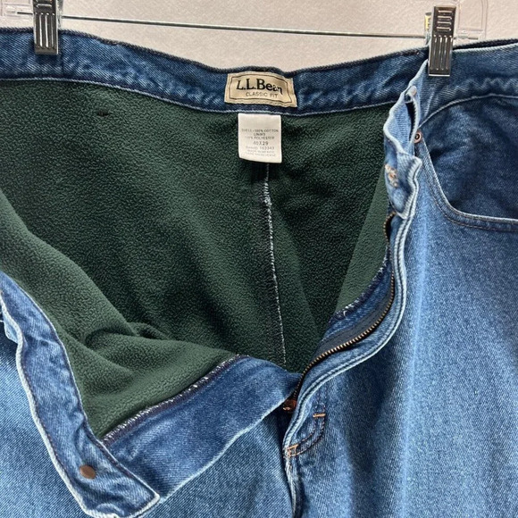 LL Bean Jeans Mens Sz 40 x 29 Fleece Lined Classic Fit Medium Washed Denim Blue - Picture 5 of 11